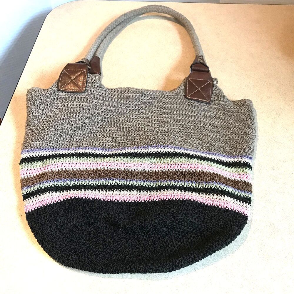 Rosetta Crochet Shoulder Bag Large Multicolor Lined Purse